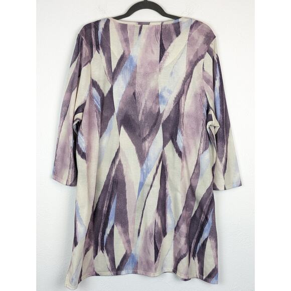 Chico's Tunic Dress Brushed Side Slit Abstract Art Stretch Knit Purple Size XL - Picture 6 of 12